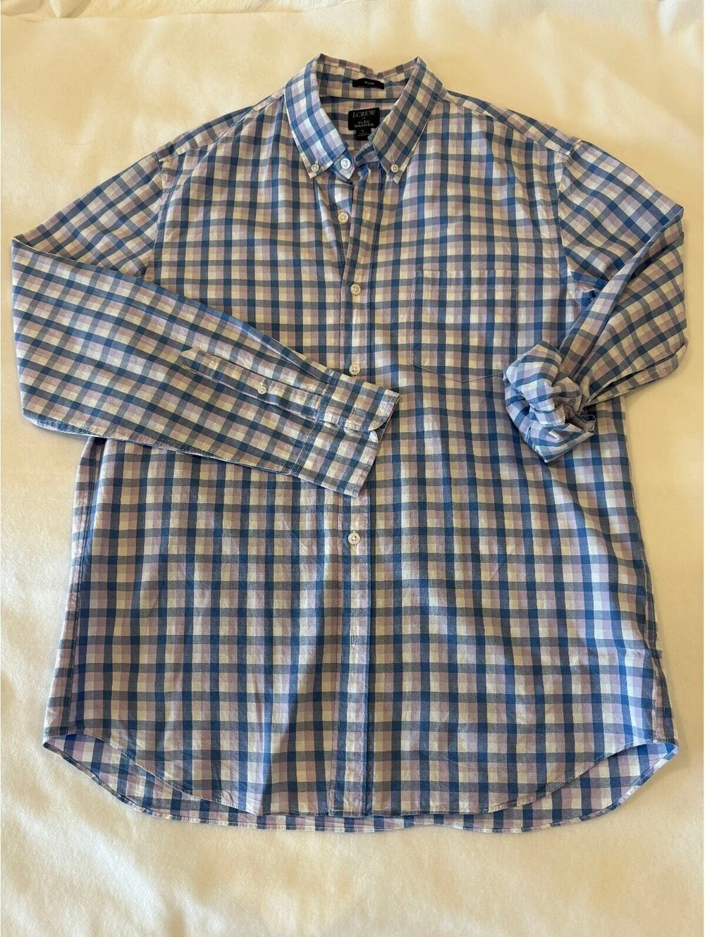 J. Crew Blue/Lavender Plaid Button Down size L